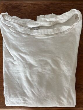 Madewell Soft White Ribbed Crew Tee